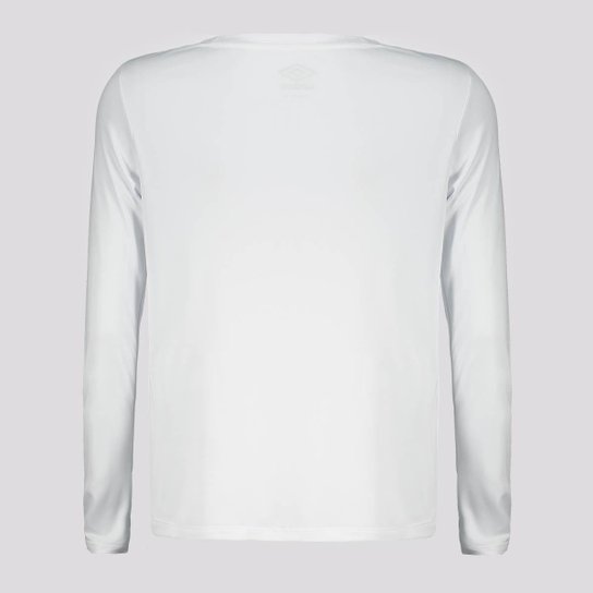 Camisa Manga Longa Umbro Basic UV Juvenil Branca e Vermelha