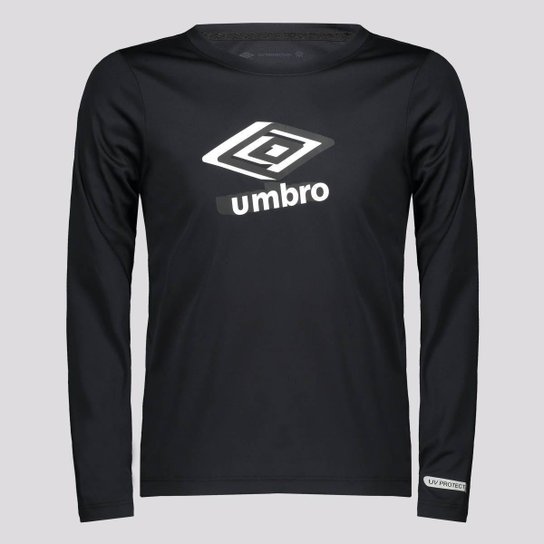 Camisa Manga Longa Umbro Basic Uv Juvenil Preta