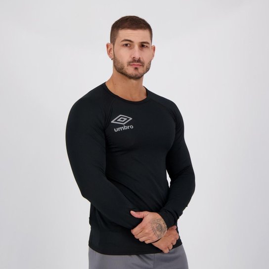 Camisa Umbro Diamond Basic Manga Longa Preta