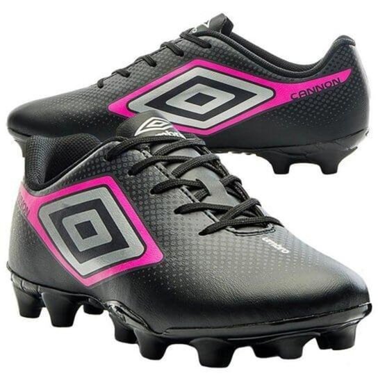 Chuteira Campo Umbro Cannon Masculino-Preto+Rosa