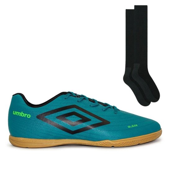 Chuteira Futsal Umbro Glaze + Meião Color Sports de Futebol