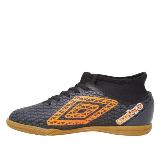 Chuteira Futsal Umbro Mutant Jr - Preto/Laranja/Branco