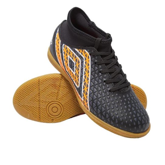 Chuteira Futsal Umbro Mutant Jr - Preto/Laranja/Branco