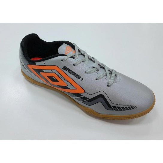Chuteira Futsal Umbro Prisma Masculina - Cinza e Laranja