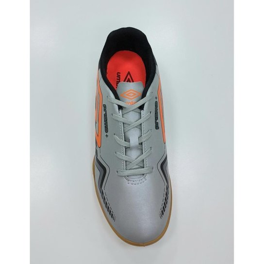 Chuteira Futsal Umbro Prisma Masculina - Cinza e Laranja