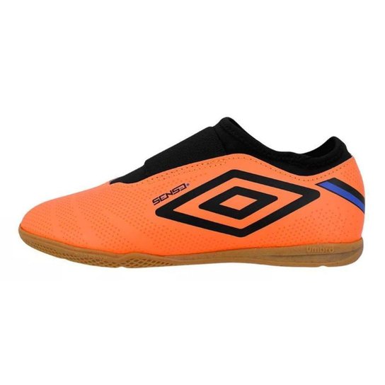 Chuteira Futsal Umbro Sense Infantil - Laranja e Preto 27