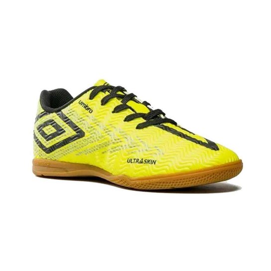 Chuteira Infanto-juvenil Futsal Ultraskin Jr. Lima Preto Prata Umbro U07FB070-618