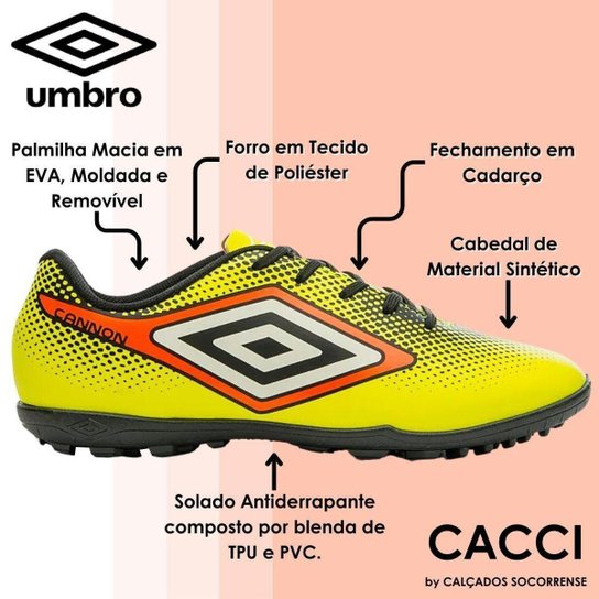Chuteira Society Laminada Fluorescente Durável Umbro Cannon