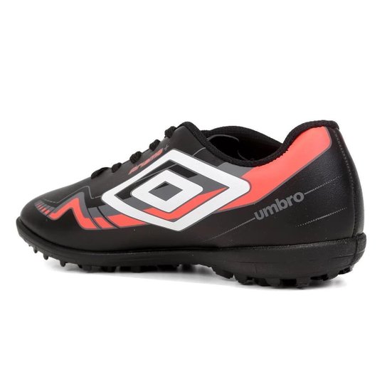 Chuteira Society Umbro Prisma+ 36 Infantil - Preto e Laranja
