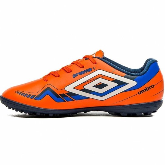 Chuteira Society Umbro Prisma+ 36 Infantil - Preto e Laranja
