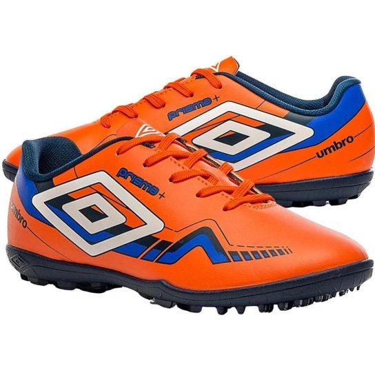 Chuteira Society Umbro Prisma+ 36 Infantil - Preto e Laranja