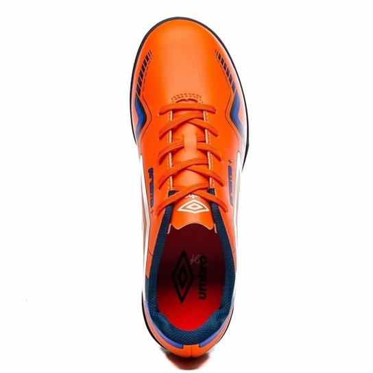 Chuteira Society Umbro Prisma+ 36 Infantil - Preto e Laranja