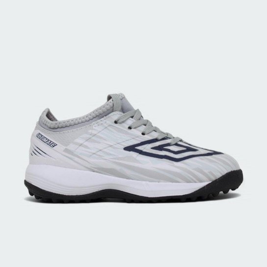 Chuteira society Umbro Ultimate infantil - cinza e azul