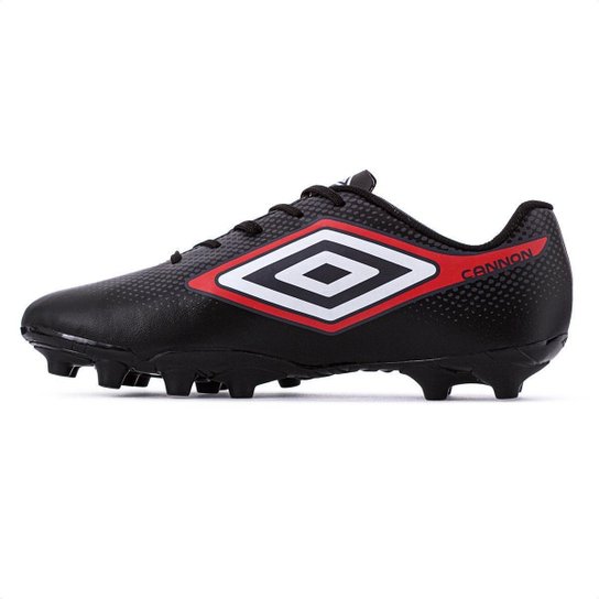 Chuteira Umbro Campo Cannon Preto Vermelho e Branco - Masculino