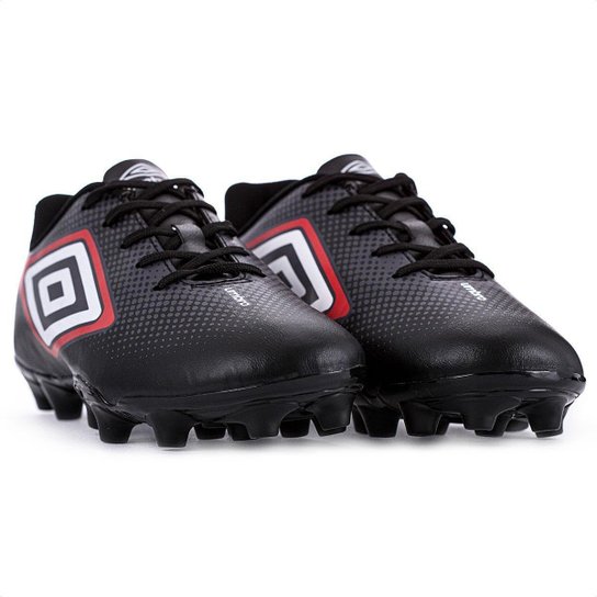 Chuteira Umbro Campo Cannon Preto Vermelho e Branco - Masculino
