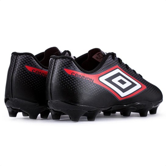 Chuteira Umbro Campo Cannon Preto Vermelho e Branco - Masculino