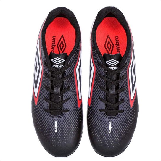 Chuteira Umbro Campo Cannon Preto Vermelho e Branco - Masculino