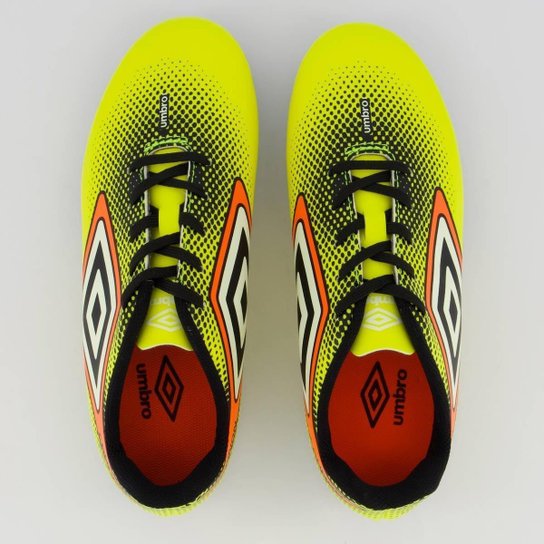 Chuteira Umbro Cannon Campo Juvenil Verde Fluorescente