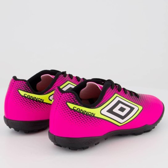 Chuteira Umbro Cannon Society Juvenil Rosa Fluorescente