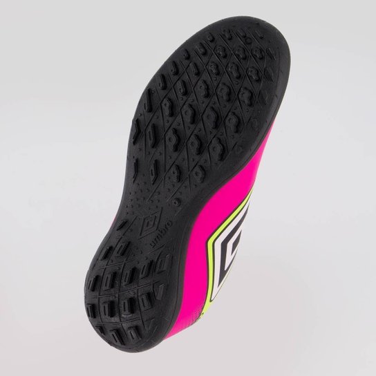 Chuteira Umbro Cannon Society Juvenil Rosa Fluorescente