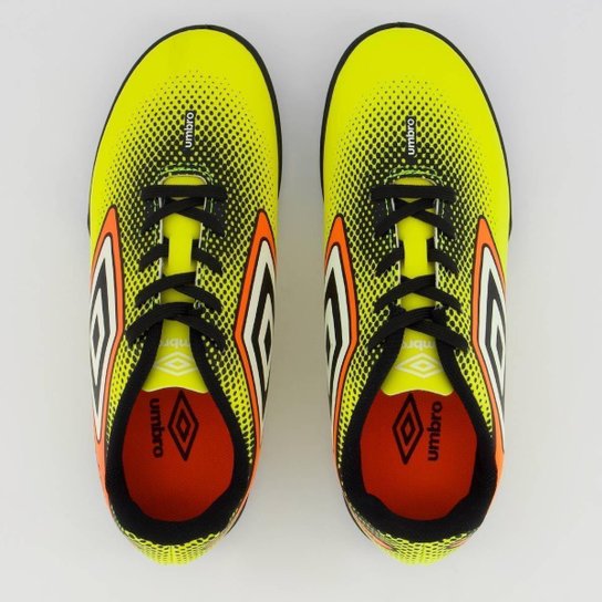 Chuteira Umbro Cannon Society Juvenil Verde Fluorescente