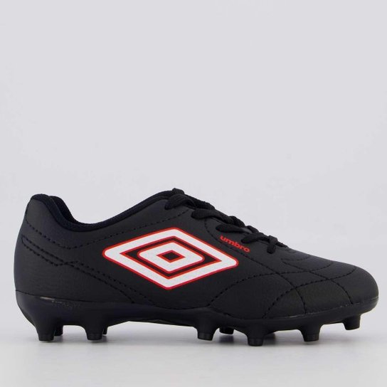 Chuteira Umbro Class Footballer Campo Juvenil Preta e Vermelha