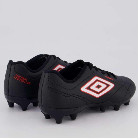 Chuteira Umbro Class Footballer Campo Juvenil Preta e Vermelha