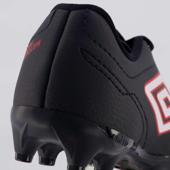 Chuteira Umbro Class Footballer Campo Juvenil Preta e Vermelha