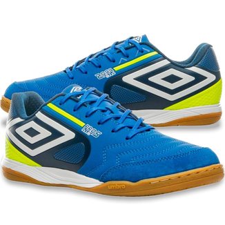 Chuteira Umbro Futsal Pro 5 Bump Club Masculino Azul e Verde Original
