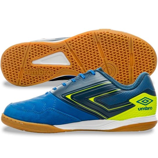 Chuteira Umbro Futsal Pro 5 Bump Club Masculino Azul e Verde Original