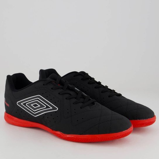 Chuteira Umbro Neo Striker Futsal Preta Vermelha e Branca
