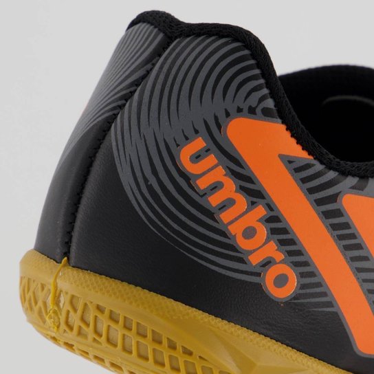 Chuteira Umbro Orbit Futsal Juvenil Preta e Laranja