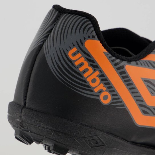 Chuteira Umbro Orbit Society Juvenil Preta e Laranja