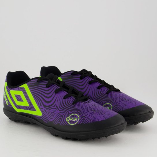 Chuteira Umbro Orbit Society Roxa e Verde