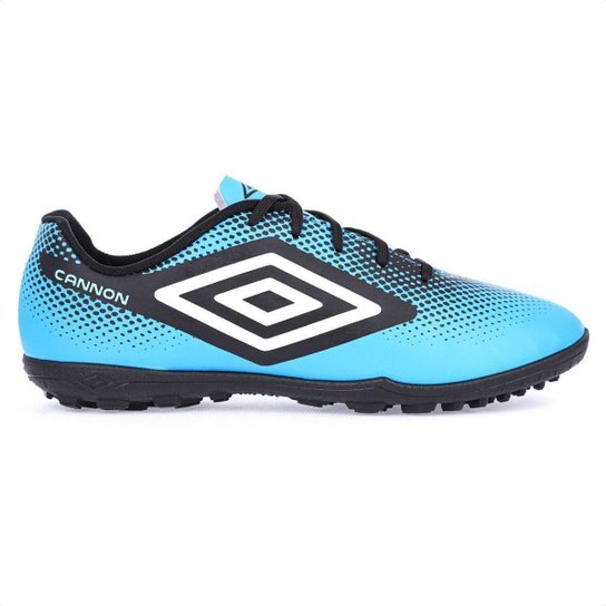 Chuteira Umbro Society Cannon Azul Preto e Branco - Masculino