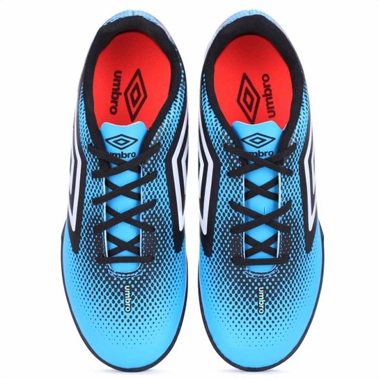 Chuteira Umbro Society Cannon Azul Preto e Branco - Masculino