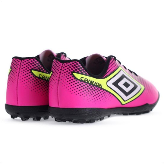 Chuteira Umbro Society Cannon Rosa Preto e Limão - Masculina