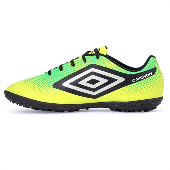 Chuteira Umbro Society Cannon Verde Preto e Prata - Masculina