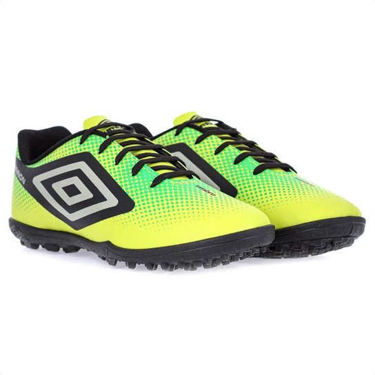 Chuteira Umbro Society Cannon Verde Preto e Prata - Masculina