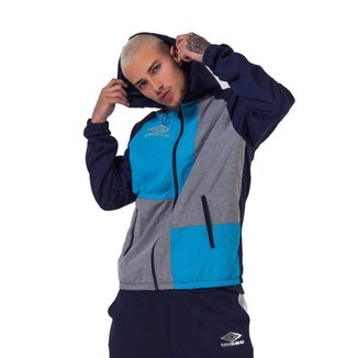 Corta Vento Umbro Strip Colors Masculina - Azul e Cinza