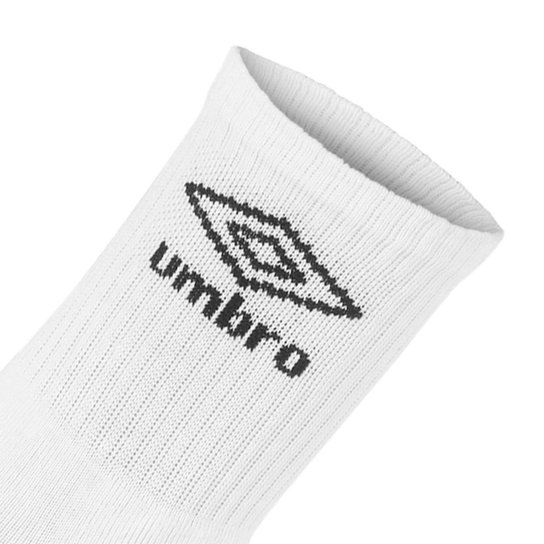 Meia Umbro Cano Médio 34 ao 38 Pack Com 03 Pares Branco