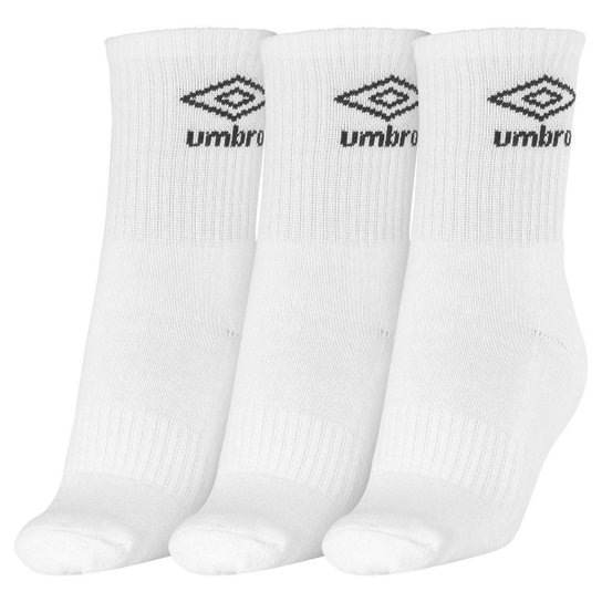 Meia Umbro Cano Médio 34 ao 38 Pack Com 03 Pares Branco